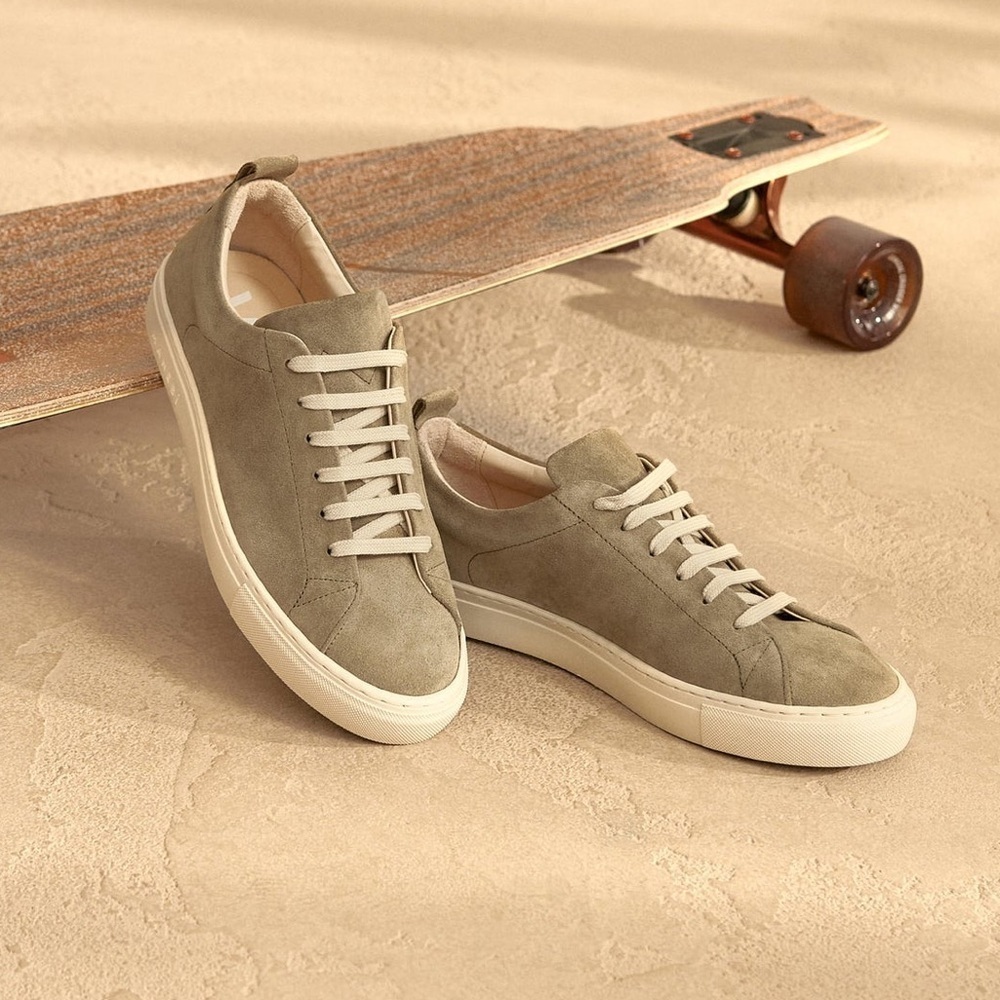 Manebi Suede Sneakers Hamptons Lace Up Low Top Forest Green MISMATCHED SIZES